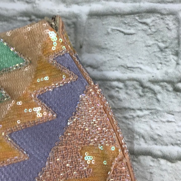 NWOT English Rose mini skirt pastel sequin lined side zip - Picture 3 of 8